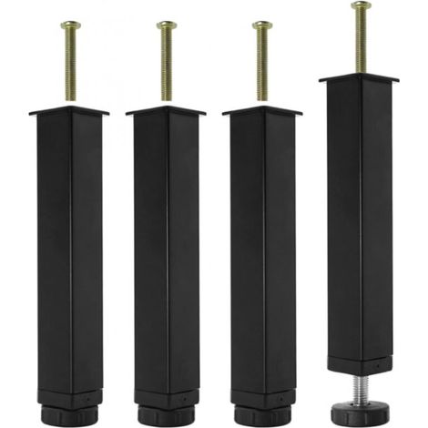 Lot de 4 Pieds Sommier à Lattes Métal 20 cm, Hauteur Réglable, Pieds de Lit Robustesse et Facilité d'Installation
