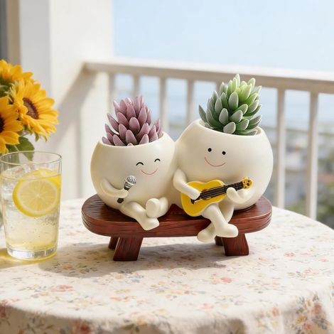 Pot de fleurs chantant avec design coloré - Pot de fleurs créatif pour plantes grasses avec trou de drainage - Décoration de jardin amusante pour l'intérieur et l'extérieur (1/5)
