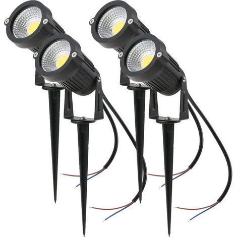 Lot de 4 Spot LED Cob 5W 220V Spots Jardin Orientables avec Piquet Luminaires Extérieur Jardin Terrasse(Blanc Froid) (1/5)