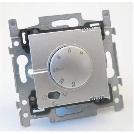 Thermostat électronique analogique 1 poste 2 modules pour chauffage centrale couleur sterling coated sans plaque NIKO