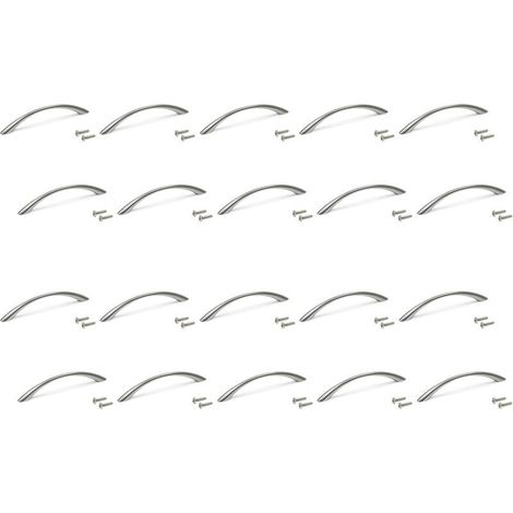 Set mit 20 Möbelgriffen, 160 mm lang, 128 mm Lochabstand, Zamak, Satin-Nickel (1/4)