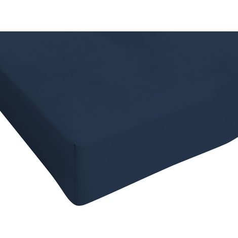 Italian Bed Linen, Max Color, Lenzuolo sotto, Blu Scuro, 1 Posto (1/4)