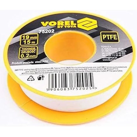 Nastro in teflon Vorel 75202 15 m x 19 mm tenuta