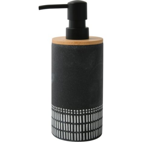 Distributeur de savon Polyrésine & Bambou YUMA Gris foncé Spirella (1/4)