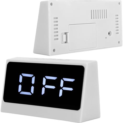 Réveil Numérique LED avec Grand Écran, Affichage de la Température et Date, Miroir Cosmétique, Fonction Silencieuse (Blanc) (1/5)