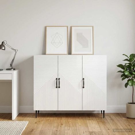 vidaXL Credenza Bianco Lucido 89 x 34,5 x 80 cm Legno ingegnerizzato (1/5)