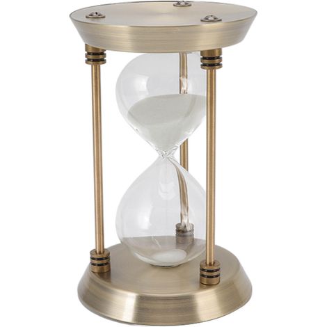 Sablier en fer et verre, ornement en forme de sablier de 15 minutes, idéal pour la décoration de bureau ou d'étude. (1/5)