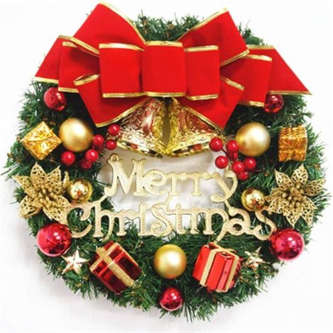 Couronne d'automne Devant la Porte accroche la Guirlande de Noël à la Mode, la Guirlande de Noël d'ornement de Noël (Double cloche Coffret cadeau) (1/3)