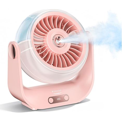 Ventilateur Brumisateur Bureau - Mini Ventilateurs Silencieux de Table avec 5 Vitesses, Ecran LED (1/5)