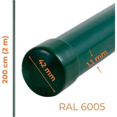 Zaunpfostenrohr FI 42 mm 1,1 mm 2 m Grün RAL 6005 - SL 2006005