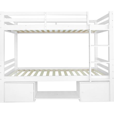 Litera infantil 90x200 cm con almacenaje y estante para zapatos blanco MODENUIT (1/5)