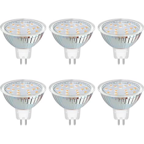 Ampoule GU5.3 LED 12V 3W Blanc Chaud 3000K 300LM, Ø50mm MR16, 120 Degrés, Équivalent GU5.3 20W Halogen, AC/DC 12V Spot LED GU5.3 pour Cuisine Armoire, Non-dimmable, lot de 6 (1/5)