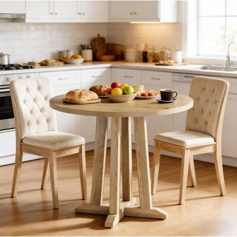 Tavolo pranzo rotondo 80 cm in legno per 2-4 persone OKMYHOME (1/5)
