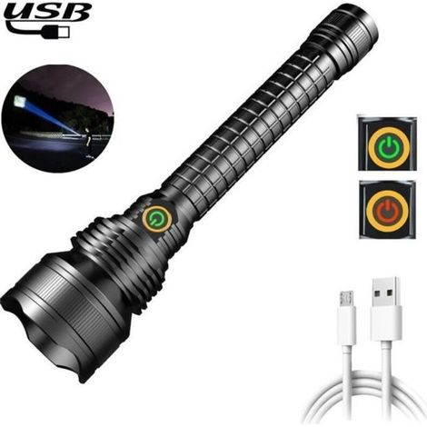 Lampe de Poche LED P50 - Ultra Puissante - Rechargeable USB - 5 Modes - 9000 Lumens - 500M - IPX5 étanche