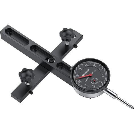 0-20mm Comparateur Mécanique pour Scie à Table Résolution 0.01mm avec Barre en Aluminium Anodisé Fixation à Trois Glissières Indicateur à Cadran Mécanique pour Scies Circulaires à Table-Noir (1/5)
