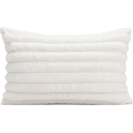 Lot de 2 housses de coussin en fausse fourrure à rayures, moelleuses et douces, 40x60 cm, pour chambre, canapé.