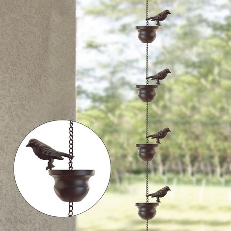 Regenketten für Dachrinnen und Vogelglocken – Dachrinnenadapter – Vogelglocken für den Außenbereich für 4 Vögel, 0,6 m (1/5)