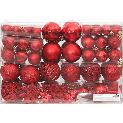 Ensemble de boules de Noël 111 pièces rouge polystyrène (1/5)