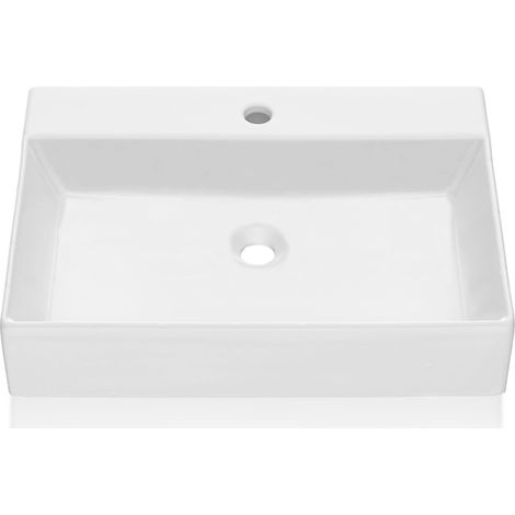Vasque à poser en céramique blanche – Design ovale moderne – Idéale petite salle de bain ou WC B (1/5)