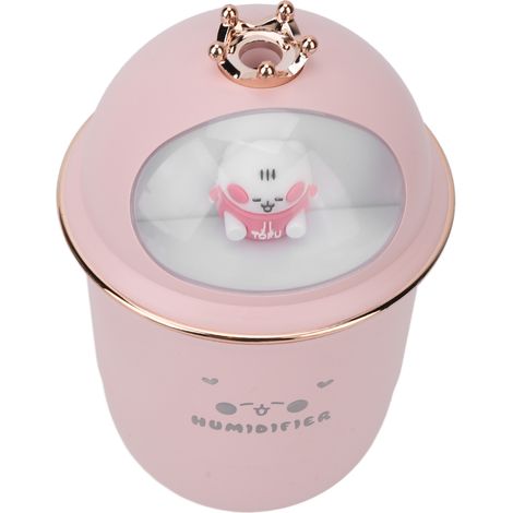 Mini humidificateur silencieux USB, brumisateur portable mignon pour visage, hydratant, 350ml rose, avec veilleuse LED, idéal voiture chambre (1/5)