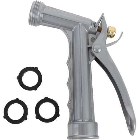 Pistola de riego de alta presión ajustable para regar plantas, lavar coches y bañar animales. Aleación de zinc, estándar americano. (1/5)