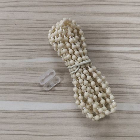 Accessoires pour store vertical/store enrouleur beige à perles denses (10 m) : chaînette à fermeture éclair en plastique à perles.