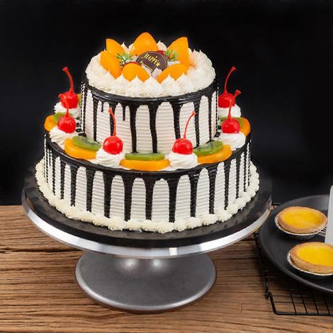 Plateau tournant en acier inoxydable pour gâteaux, 25 cm (10 pouces), idéal pour la pâtisserie. (1/4)