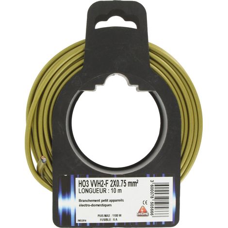 Cable eléctrico H03 Vvh 2-f Ovoide 2 X 0,75 mm² 10 m