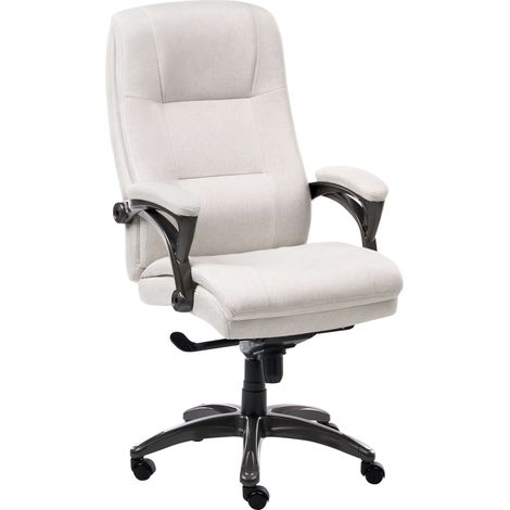 Silla ejecutiva de oficina asiento inclinable acolchado grueso lino beige claro Magnus