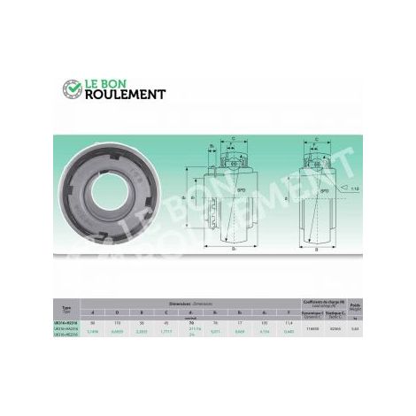 Roulement de palier UK316+H2316