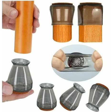 Silicone Pour Pieds De Chaise Avec Protecteurs De Sol En Feutre Embouts De Pieds Chaise De 8 Pièces (Taille Petit : 0.5" - 1" Noir) (1/5)