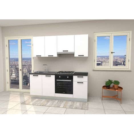 CUCINA SILVIA 195 BIANCO TOP ANTRACITE NON FORATO