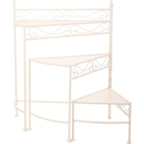 Etagère décorative blanche en fer forgé pour plantes élégantes - blanc mat fer forgé (1/5)