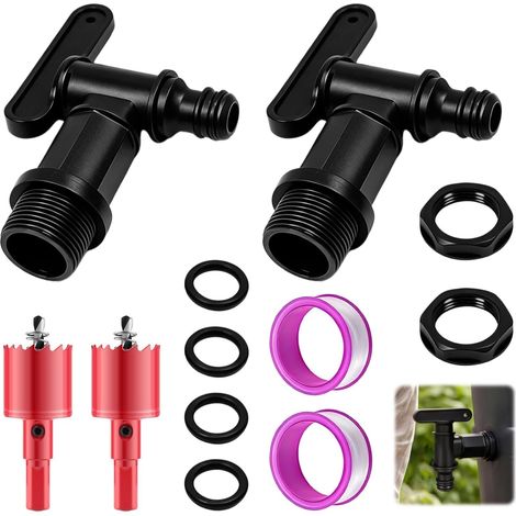 2 Pièces Robinet Cuve Plastique, Pluie 3/4, Robinet Recuperateur Eau de Pluie en Plastique, RobinetJardin pour Cuve 1000L, RobinetPour Recuperateur d Eau Durable et Facile à Installer (1/5)