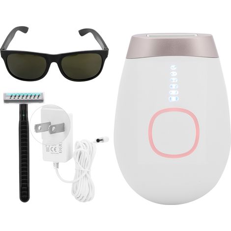 Appareil d'épilation IPL professionnel blanc et or pour hommes et femmes, machine à épiler à lumière pulsée (100-240V, fiche US). (1/5)