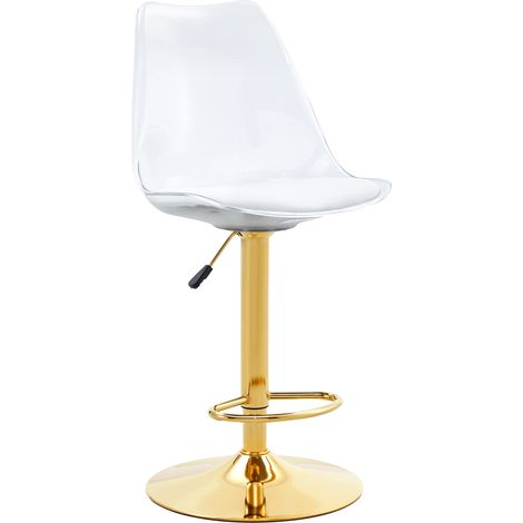 Set de 2 taburetes de bar regulables con respaldo transparente y asiento de PU (1/5)