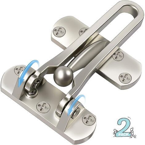 2-Piece Door Lock Latch for Home Security: Swing Bar Door Protector for Front and Interior Doors, Childproof Reinforced Door Stopper (1/5)