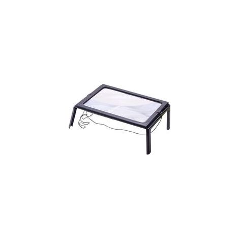 Loupe de lecture avec 4 lumières LED, Grossissement 3x Éclairage Loupe rectangulaire A4 avec lampe loupe sur pied