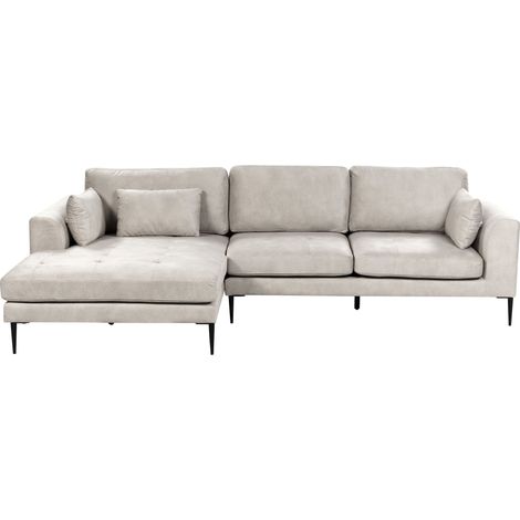 Ecksofa 3-Sitzer FLAM Samtstoff Grau rechtsseitig
