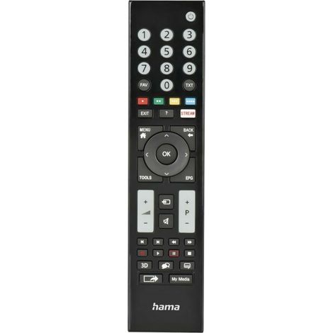 Hama Panasonic TV-Fernbedienung (Universalfernbedienung mit selbstleuchtenden Tasten, einfache Programmierung) Schwarz