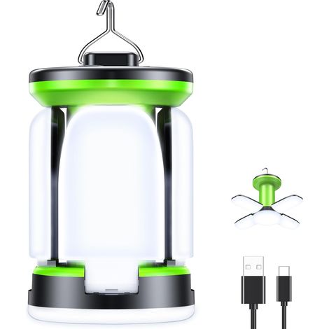 Lampe Camping Rechargeable, 2000L Lanterne Tente Camping Accessoires Double Usage,7 modes d'éclairage,60LED Super Brillant, Longue Durée Portable Lampe Table Essentials pour Voyage Extérieur (1/5)