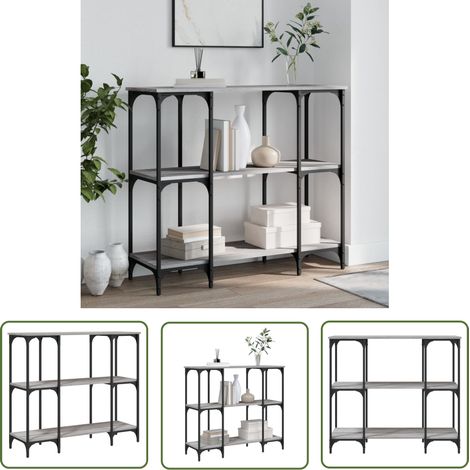 The Living Store Table console sonoma gris 102x35x90 cm bois d'ingénierie - Table Basse - Meuble D'entrée - Table D'appoint - Table Console - Design Industriel (1/5)