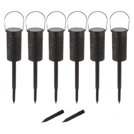 QORVA- 6 ensembles lampe de jardin solaire LED lumière étanche pour paysage étoile lune lampe de prise de sol pour pelouse extérieure Patio passerelle