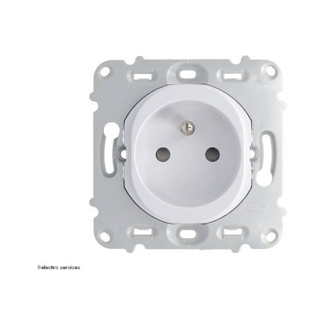 Schneider Electric – Prise de courant 2P+T Ovalis – Finition blanche – Tension 230V – Courant 16A – Mécanisme avec coque de protection chantier