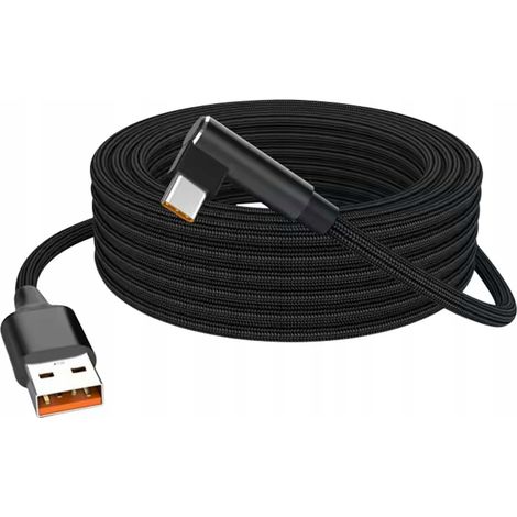 5 m langes, 90 Grad abgewinkeltes Schnellladekabel USB A auf C, schwarz (1/5)
