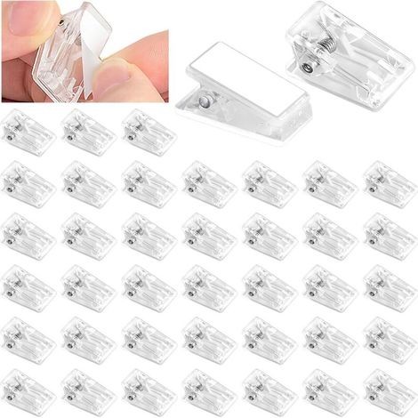 40 selbstklebende Kunststoff-Wandclips, 2,6 x 1,3 cm, Wandteppichclips, multifunktionale Aufbewahrungsclips, selbstklebende Federclips für Zuhause und Büro (transparent)