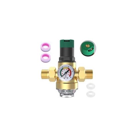 Réducteur de pression eau 3/4' – Manomètre 10 bars – Filtre à sédiments 40 microns – Laiton et acier inoxydable – Température max 70°C