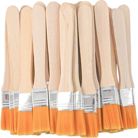 Lot de 45 Petits Pinceaux Peinture Plat Poils en Nylon Petit Pinceau Plat Peinture avec Manche en Bois de Petit Pinceau Plat pour Bricolage,Nettoyage,Peinture,1.5cm Large (1/5)