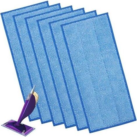 6PCS Lingettes Reutilisable pour Swiffer WetJet Wood, Lingette Recharges Bleu pour Swiffer Parquet WetJet Balai Spray (1/5)