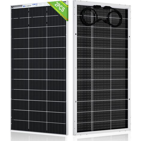 ECO-WORTHY 390W 12V Bifacial High Efficiency Monocrystalline Solar Panel 1.36kWh/Day for RV Motorhome Campervan Boat(2pcs 195W) (1/5)